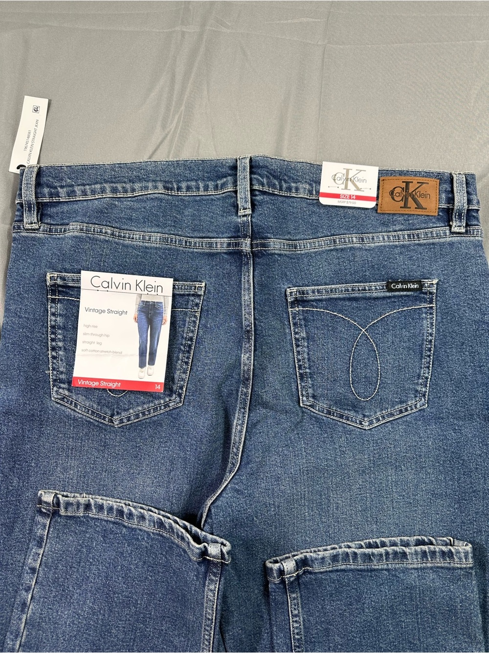 Calvin Klein Women's 14 Vintage Straight High Rise Jeans NEW Stretch